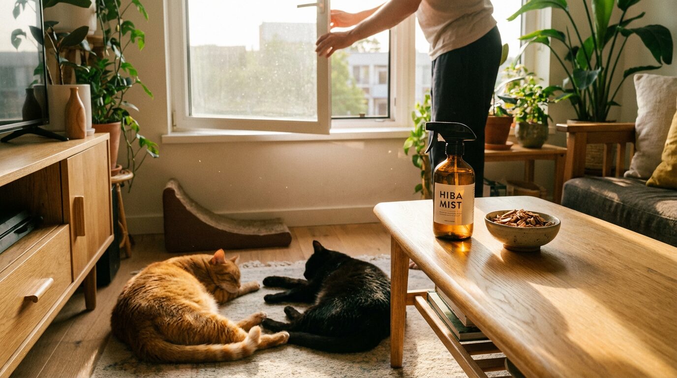 天然素材で整えた家で猫と安心して暮らすイメージ