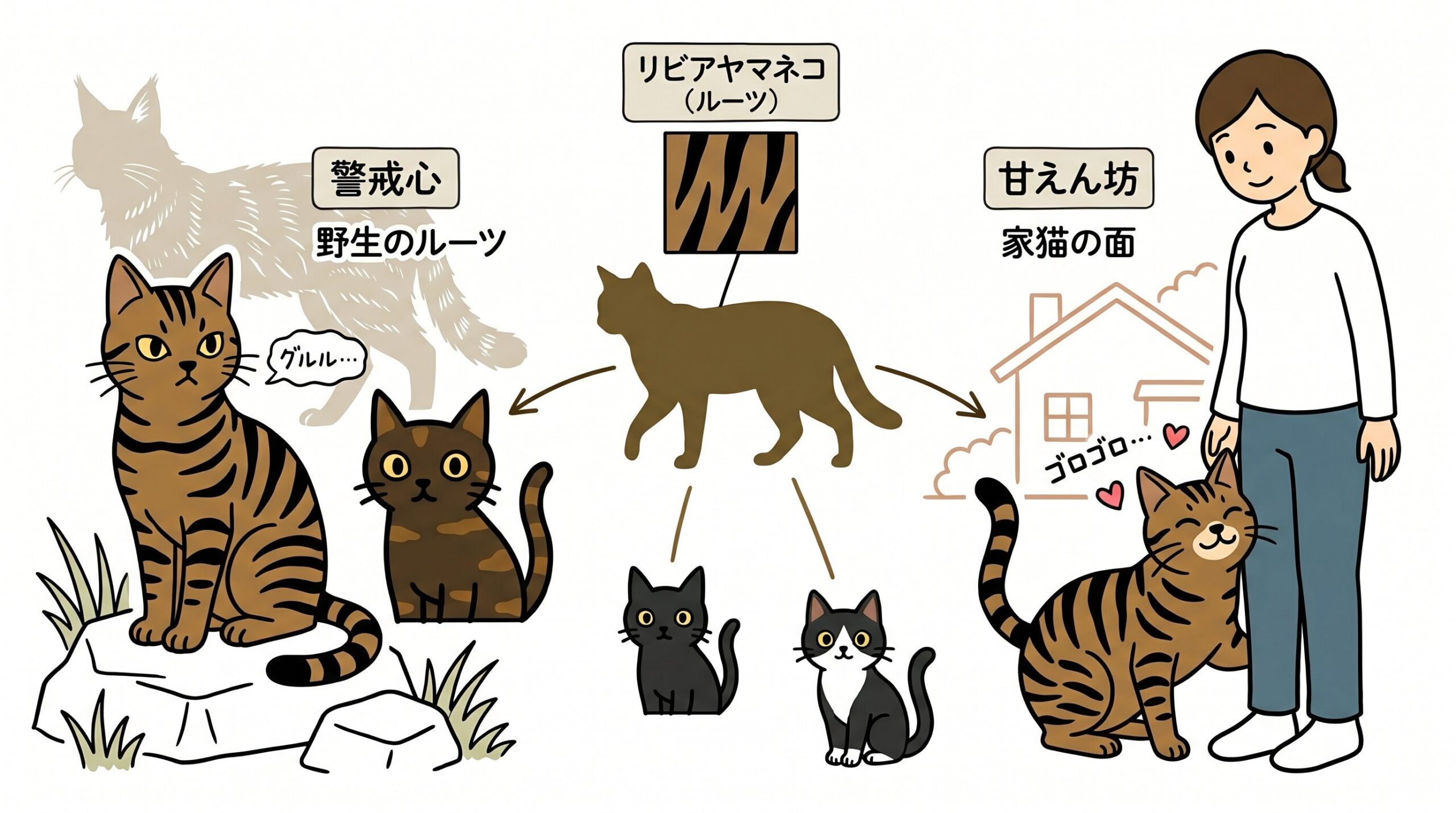 キジトラ猫の特徴と性格傾向を表すグラフィックレコード