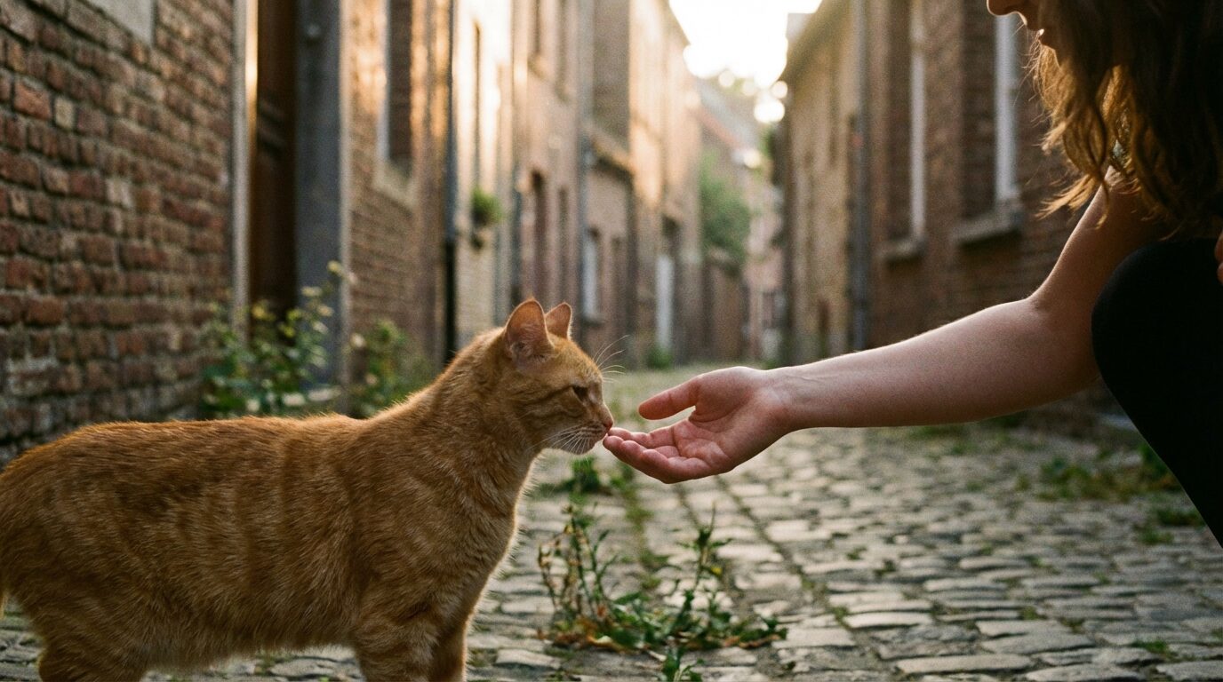 様々な出会い方で猫と人が縁でつながるようすを表したイメージ写真