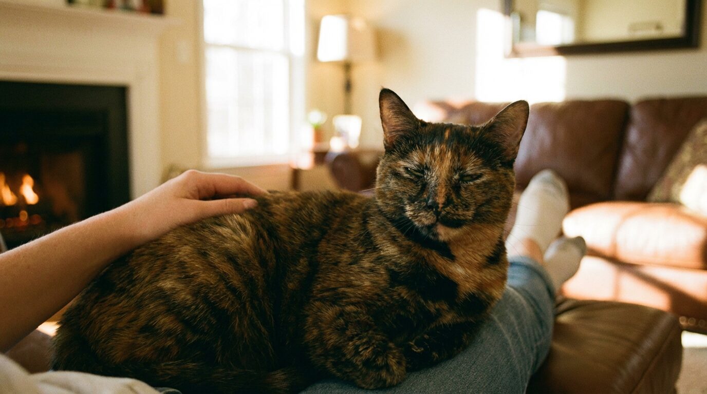 猫が飼い主に選んだサインを送るようすを表したイメージ写真