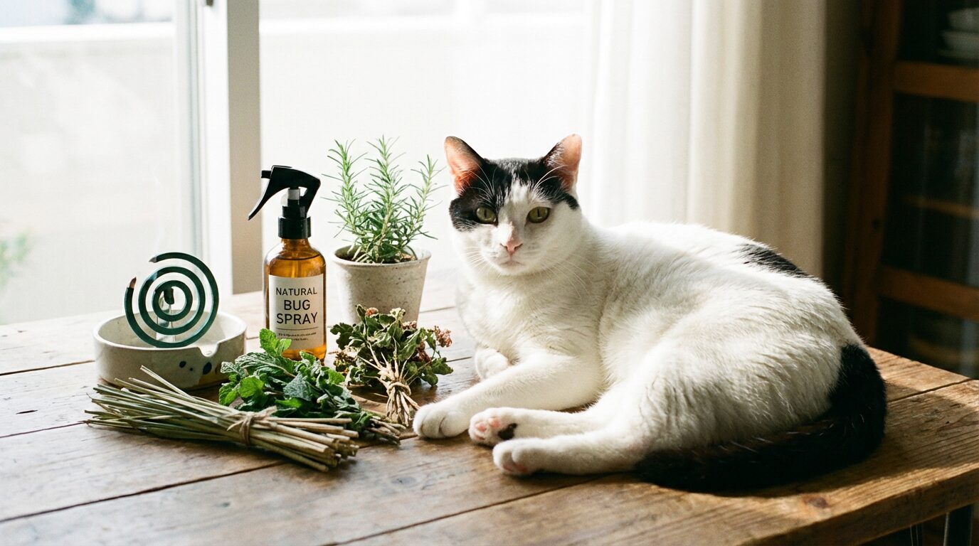 猫がいる家の虫よけ選びのイメージ