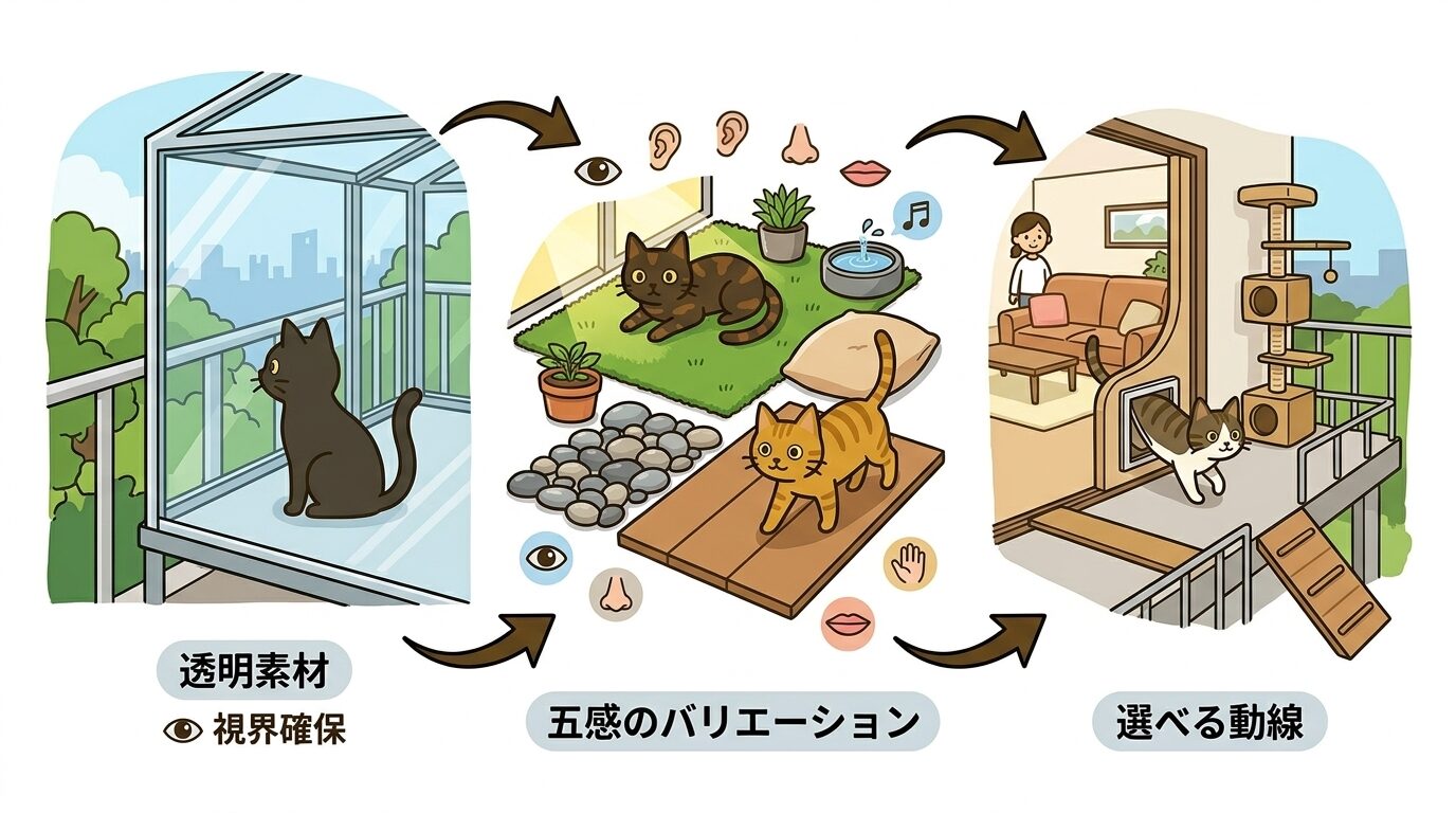 猫の外空間の3つの設計原則をまとめた図解