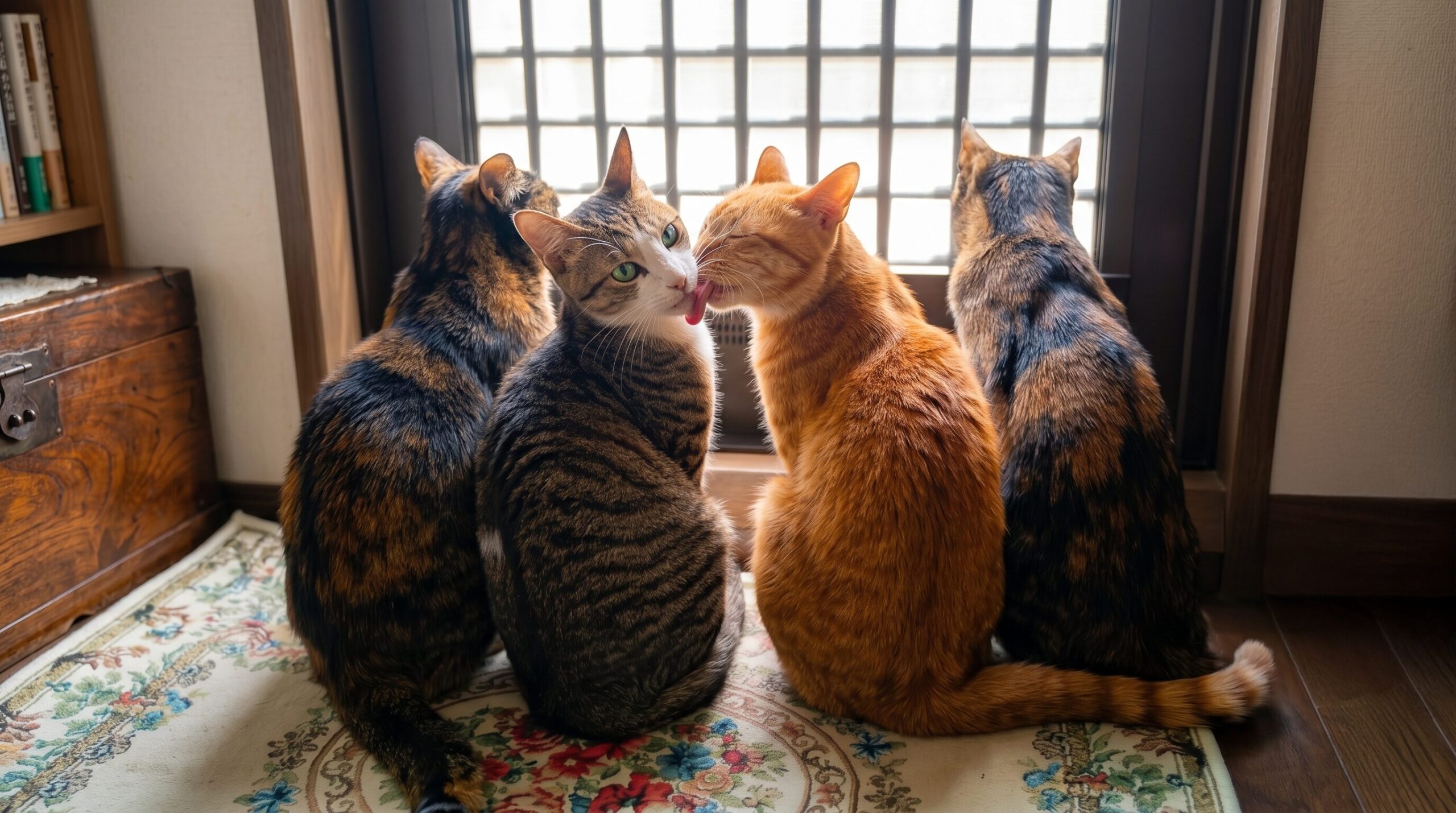 我が家の猫たち雨(4匹)の写真