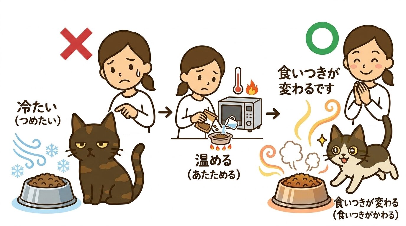ドライフードを温めると猫の食いつきが変わる