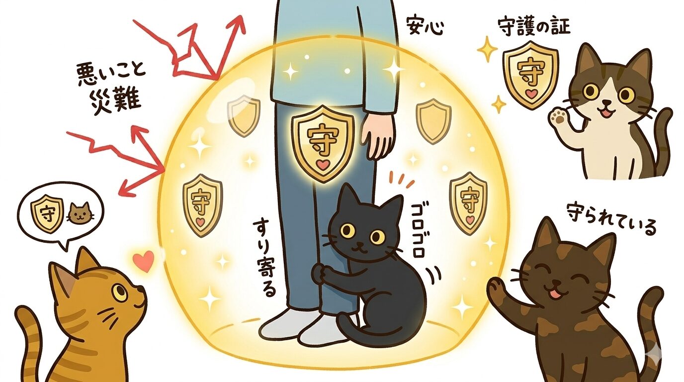 黒猫が寄ってくることが守護のスピリチュアルメッセージであることの図解